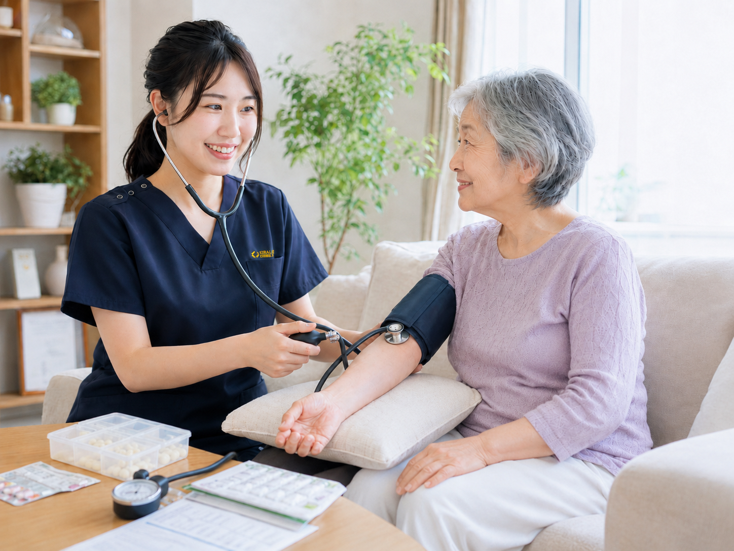 看護師による健康状態の観察と服薬管理